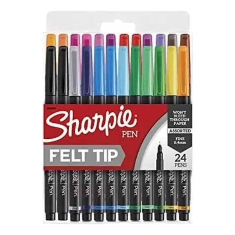 Sharpie Art Pen, Assorted Ink, Fine Point, 24/Pack (san1983967)