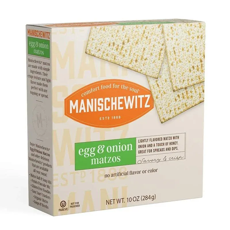 Manischewitz Egg & Onion Matzo 10oz (2 Pack) Crisp & Delicious Flavored Matzo ...