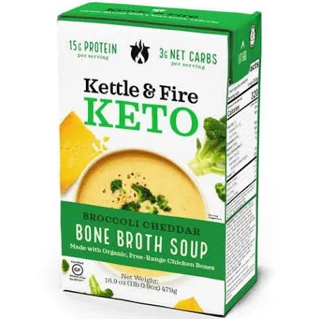 Kettle Fire Keto Broccoli Cheddar Bone Broth Soup