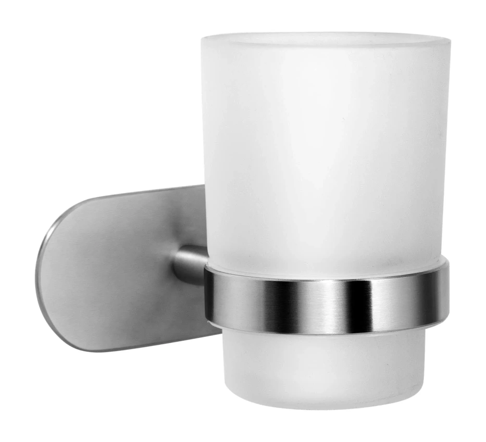 Toothbrush Holder Without Drilling - Bathroom Mug Stainless Steel (Brushed) 