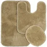 3pc Finest Luxury Ultra Plush Washable Nylon Bath Rug Set Taupe - Garland