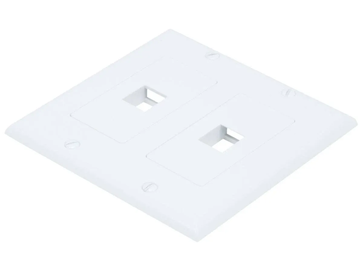 Monoprice 106829 2-Gang Wall Plate for Keystone 2 Hole, White