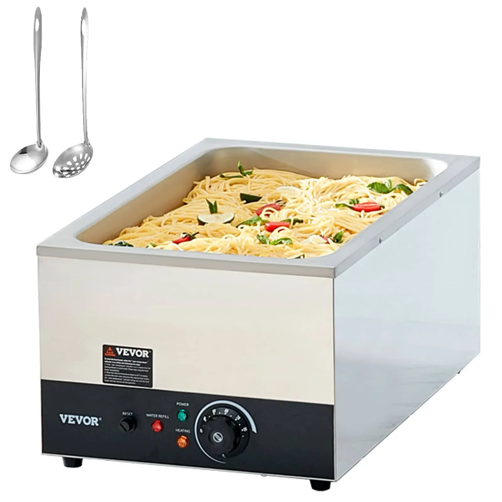 VEVOR Commercial Food Warmer 24qt Bain Marie 1200W Electric Buffet Warmer Soup Warmer Stove Steam Countertop Stainless Steel C