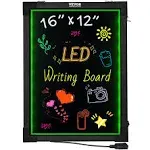 VEVOR LED Message Writing Board, 16&quot;x12&quot; Illuminated Erasable Lighted Chalkboard, Neon Effect Menu Sign Board, Drawing Board with 8 Fluorescent Chalk Markers and Remote Control, for Home Wedding Shop