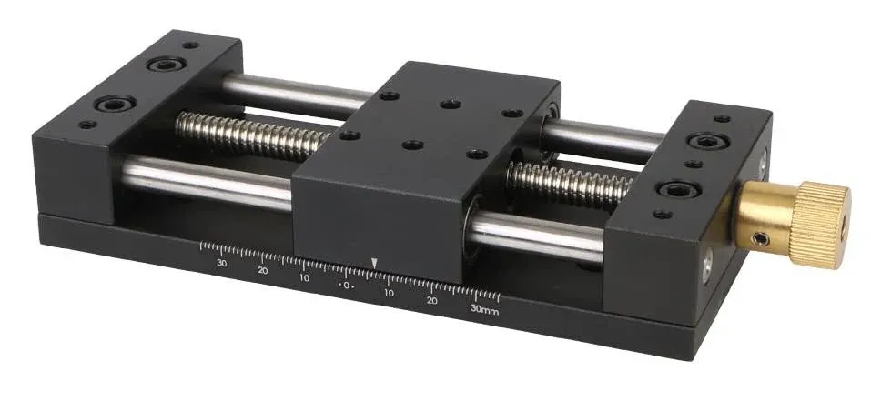 Manual Linear Stage 75mm Sliding Table Linear Rail Guide Aluminium Alloy Slide Stage with Ruler and Base, Manual Translation Displacement Station