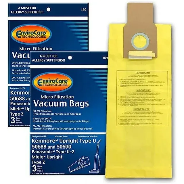 Kenmore 20-50688 / 20-50690 Style U Vacuum Cleaner Bags, For U-2 Bags [2 Pack = 6 Bags]