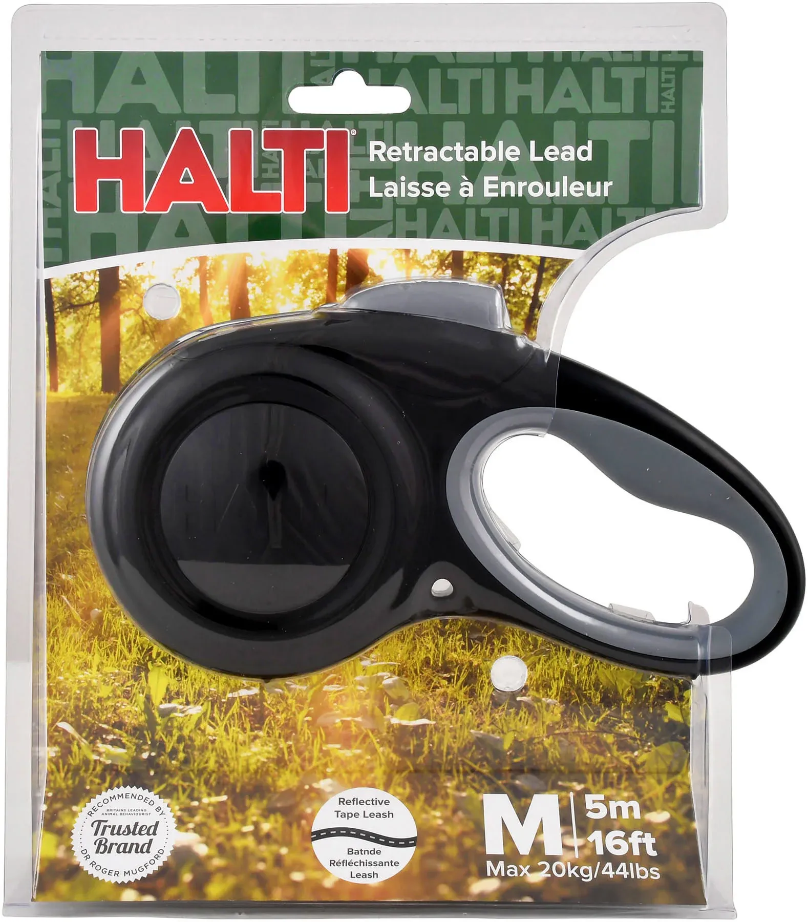 Halti Retractable Lead, Black, Medium