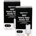 Amazon Basics 360 Heavy Duty Duster Kit, 7 Dusters and 1 Handle, Pack of 2, White