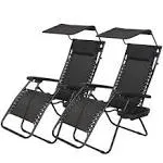 PayLessHere Zero Gravity Chairs 2 Set Lounge Patio with Canopy Cup Holder