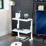 Vivo White Clamp-On 13 inch Above or Below Desk 2-Tier Shelving Unit, Desk Organizer