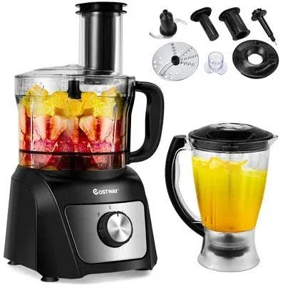 Costway 8 Cup Food Processor 500W Variable Speed Blender Chopper W/ 3 Blades