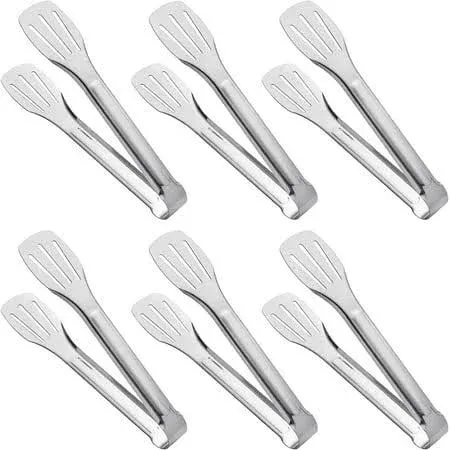 Serving Tongs Kitchen Tongs,Buffet Tongs, Stainless Steel Food Tong Serving Tong,small tongs 6 Pack (9 Inch)