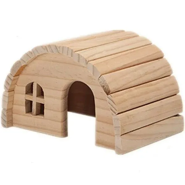 emours Natural Chewable Hamster Hideout Wooden Hut Lovely Fairy House for Dwa...