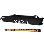 Zaza Percussion- Professional Scale G Middle Flute 13'' Inches Polished Bamboo Bansuri Flute (Indian Flute) with Carry Bag