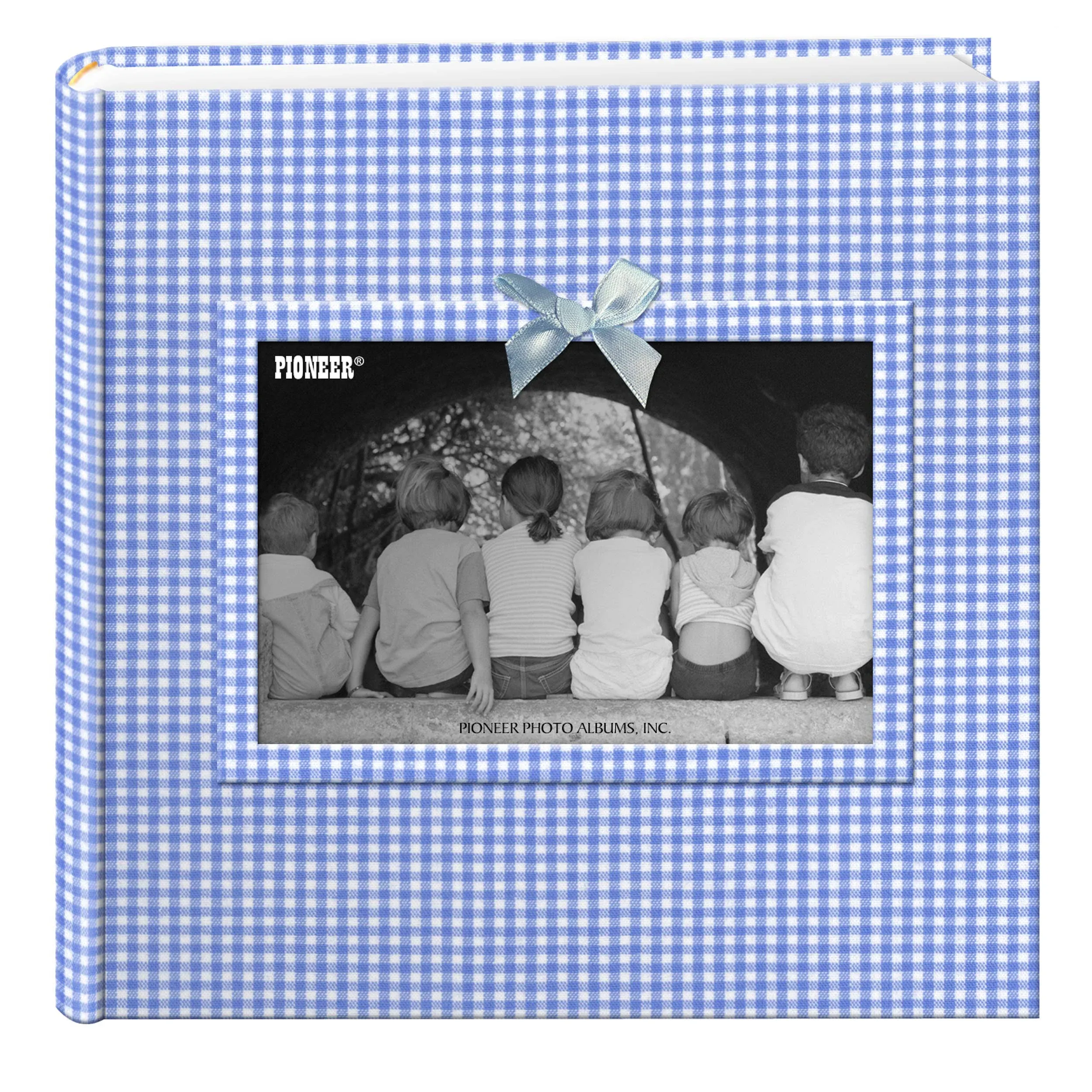 Pioneer Photo Albums Blue Baby Gingham Fabric Frame Cover Photo Album