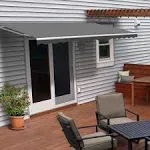 Aleko Motorized Retractable Patio Awning - 12x10 Feet - Gray