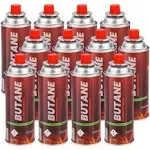 Pack of 12 Butane Fuel Cylinders| 8oz Butane Canisters for Portable Stove | Butane Torch Replacement Canisters