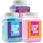 The Candery Cotton Candy Sugar FLoss 3lbs 3 Pack Premium Flavors (Grape, Raspberry,Strawberry) Plastic Reusable Jars - Easy Grip Easy Pour Spout