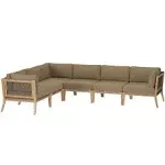 Modway Clearwater Outdoor Patio Teak Wood 6-Piece Sectional Sofa - EEI-6125