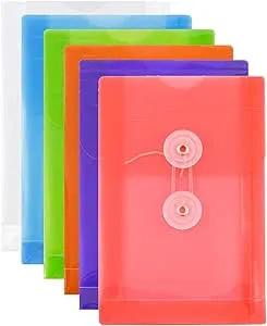 Jam Paper Plastic Envelopes 4 1/4 x 6 1/4 Assorted Colors 6 Pack