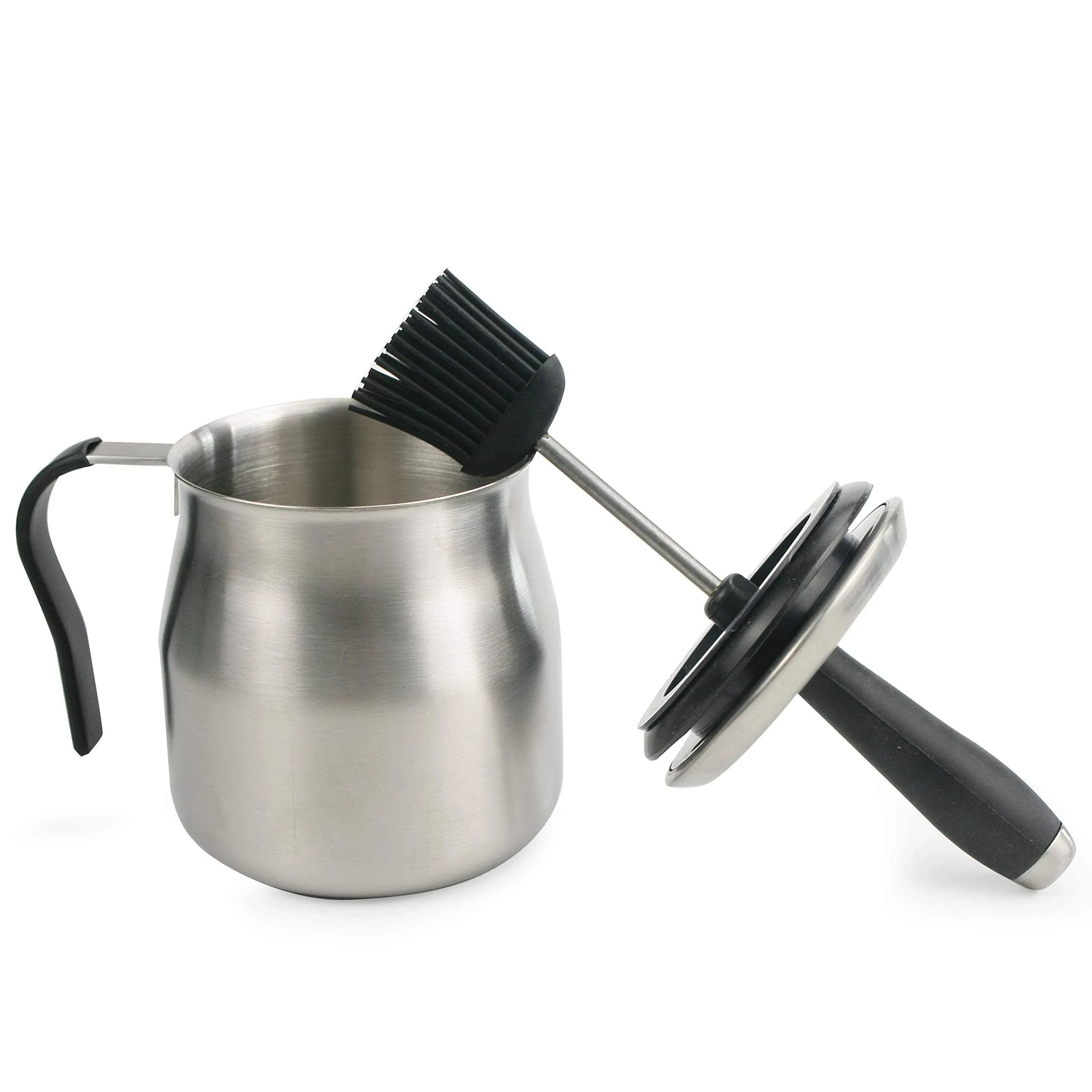 Bbq Basting Pot With Basting Brush Stainless Steel Barbecue Sauce Pot With Silic