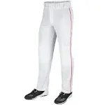 Champro Triple Crown Mens L Piped Baseball Pant White Red BP91UA Open Bottom NEW