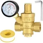 Water Pressure Regulator 1/2 inch with Gauge Made of 100% High Hardness Brass...