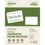 Avery® 42395 2 1/3" x 3 3/8" Ecofriendly White Adhesive Name Badge Labels - 160/Pack