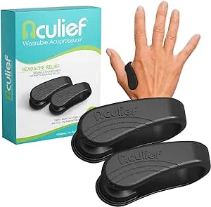 Aculief - Award Winning Natural Headache, Migraine, Tension Relief Wearable – Supporting Acupressure Relaxation, Stress Alleviation, Tension Relief and Headache Relief - 2 Pack (Black)