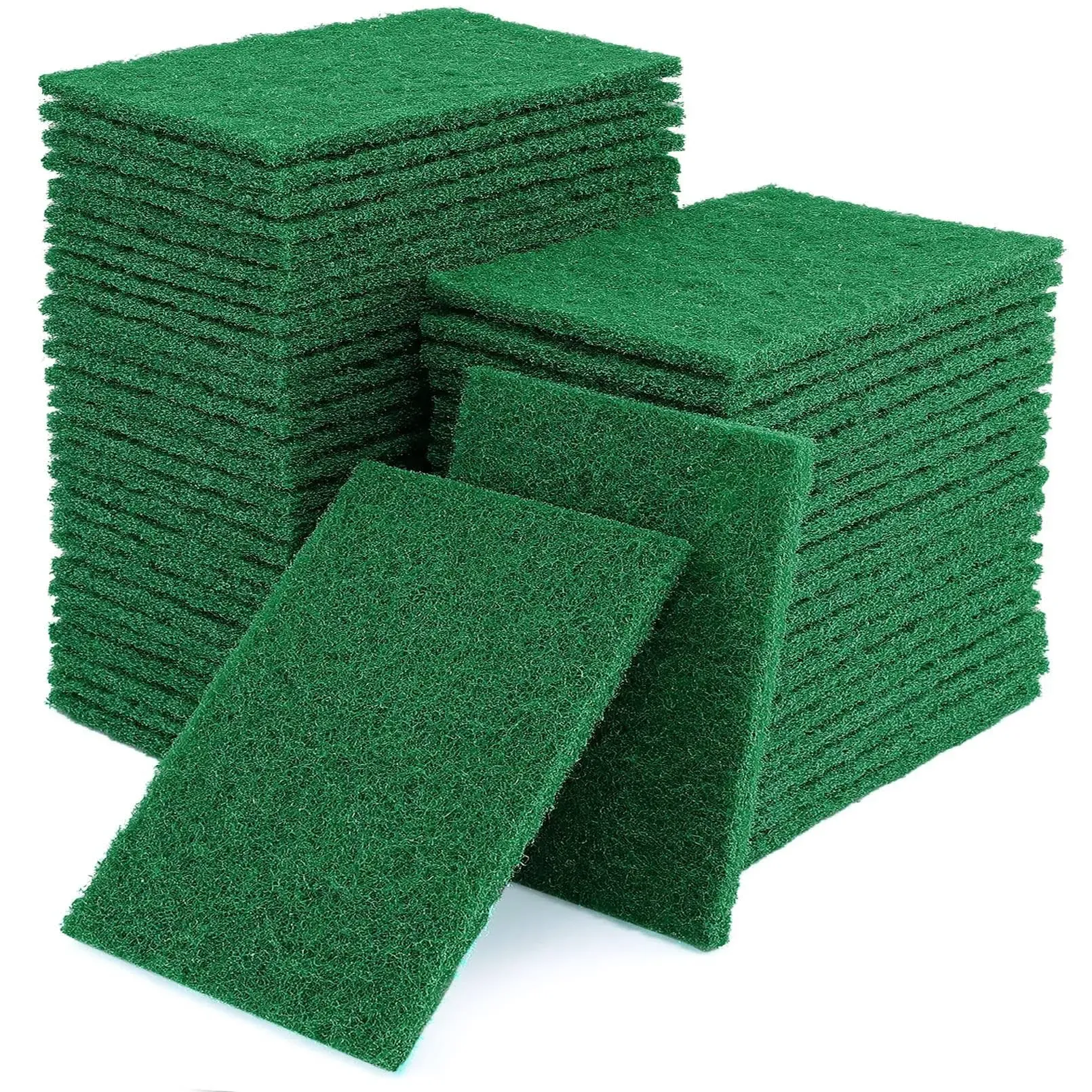 50 Pcs Scouring PadsHeavy Duty Scour Pads4 x 5.95 inch Reusable Green Scrub P...