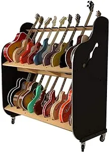 Session-Pro Double-Stack Guitar Rack | Aesthetically Pleasing & Space-Saving for Music Studio | Double Decker Shelves for Acoustic & Electric Guitars | Made in USA Guitar Stand