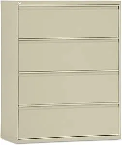 Alera ALELF4254PY Putty Four-Drawer Metal Lateral File Cabinet - 42" x 19 1/4" x 53 1/4"