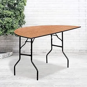 Emma + Oliver 5-Foot Half-Round Wood Folding Banquet Table - Event & Catering Table