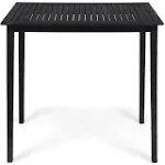 Teresa Outdoor Minimalist Acacia Wood Rectangle Bar Table, Dark Gray