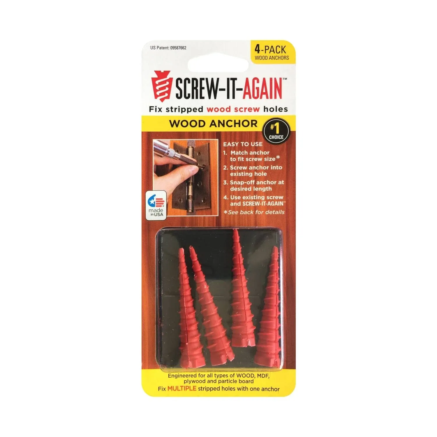 Screw-It-Again Wood Anchor - 4 Pack