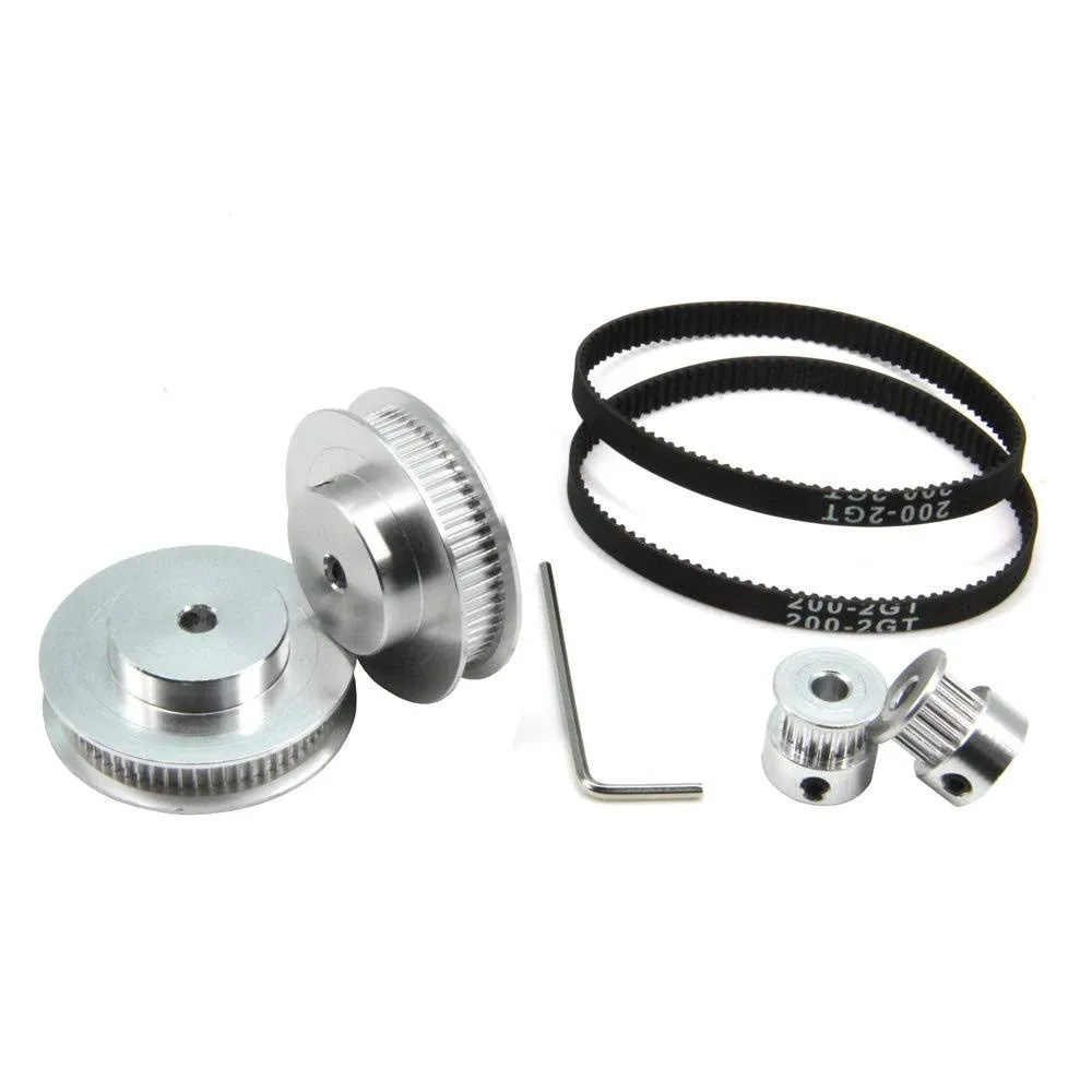 Zeberoxyz 2PCS Set GT2 Synchronous Wheel 20 Teeth Bore Aluminum Timing Pulley with 2PCS Length 200mm Width 6mm Belt