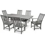 POLYWOOD Vineyard 7-Piece Farmhouse Trestle Dining Set Slate Grey