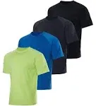 Real Essentials 4-Pack: Mens Short Sleeve Rash Guard Shirt Quick Dry UPF 50+ Sun Protection Swim (Available in Big & Tall)