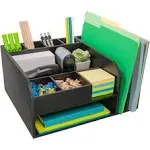 Missionmax Black Bamboo Organizer with Attached Upright File Holders, Paper Tray & Storage Bins