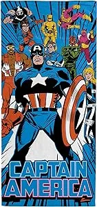 Captain America Comic Art Beach Towel