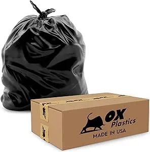 Ox Plastics Recycle Trash Garbage Bag 60 Gallon 2 Mil Thick 41X55 Feet (25 Bag)