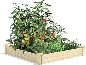 Greenes Fence Original Pine Raised Garden Bed, 4' x 4' x 7" - Made in USA with American Pine