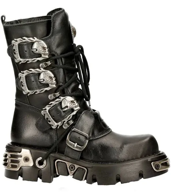 New Rock 391-S1 Leather Gothic Mid Calf Boots