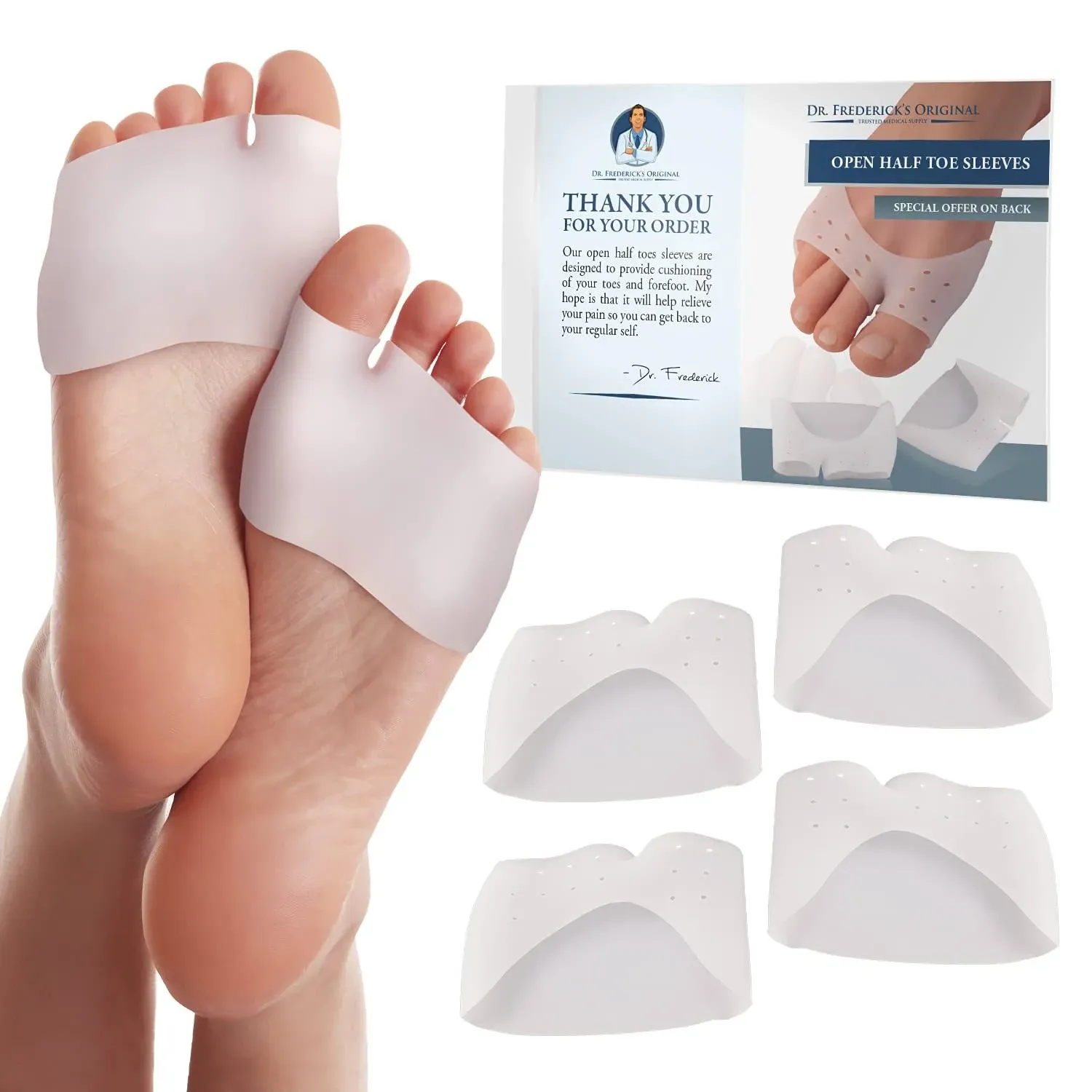 Dr. Frederick's Original Half Toe Sleeve Metatarsal Pads -- 2 Pieces