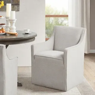 Madison Park Charlotte Slipcover Dining Arm Chair with Casters