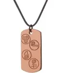 DEMMEX Pure Copper Pendant Necklace, 2.5mm Thick Uncoated Copper, 4 Elements Design, Unisex, 2x1 Inches