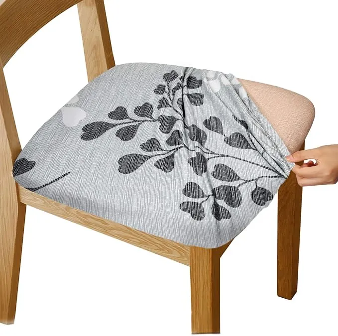 Gute Stretch Printed Chair Seat Covers with Elastic Ties and Button, Removable Washable Dining Upholstered Chair Protector Seat Cushion Slipcovers