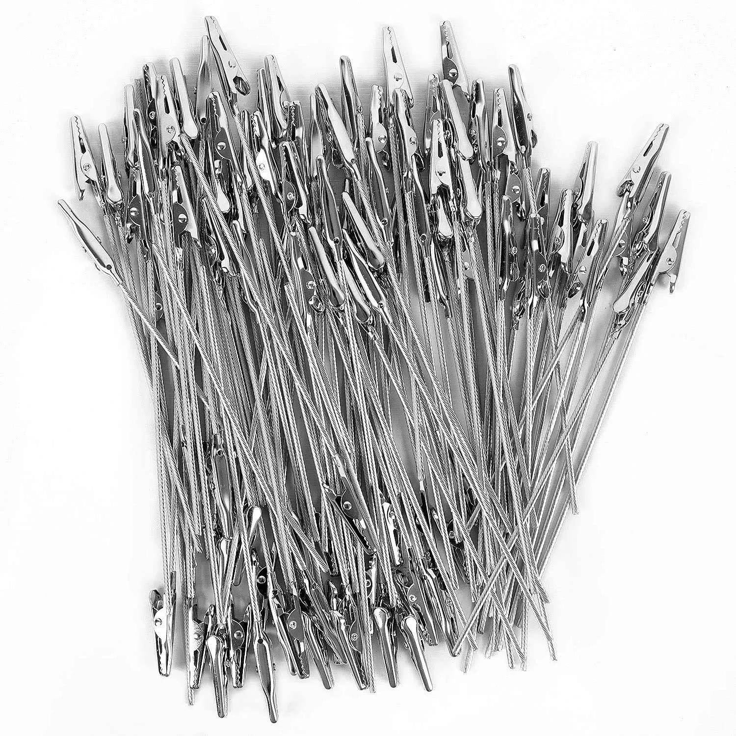 100 PCS 5.9 Inches Alligator Clips Metal Wire Long-Tailed Spring Clamps Set Z...