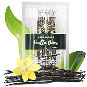 Strongus Madagascar Vanilla Beans - Premium Extract-Grade Crystallized Pods - Vacuum Sealed for Sweet, Creamy, Rich Flavor - High +3% Vanillin