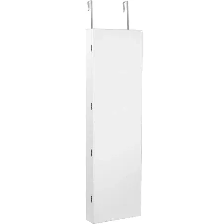 Wall Door Jewelry Armoire Cabinet with Full-Length Mirror, White